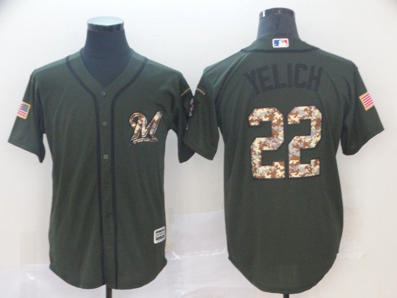 Men Milwaukee Brewers #22 Yelich Green MLB Jersey->chicago bears->NFL Jersey